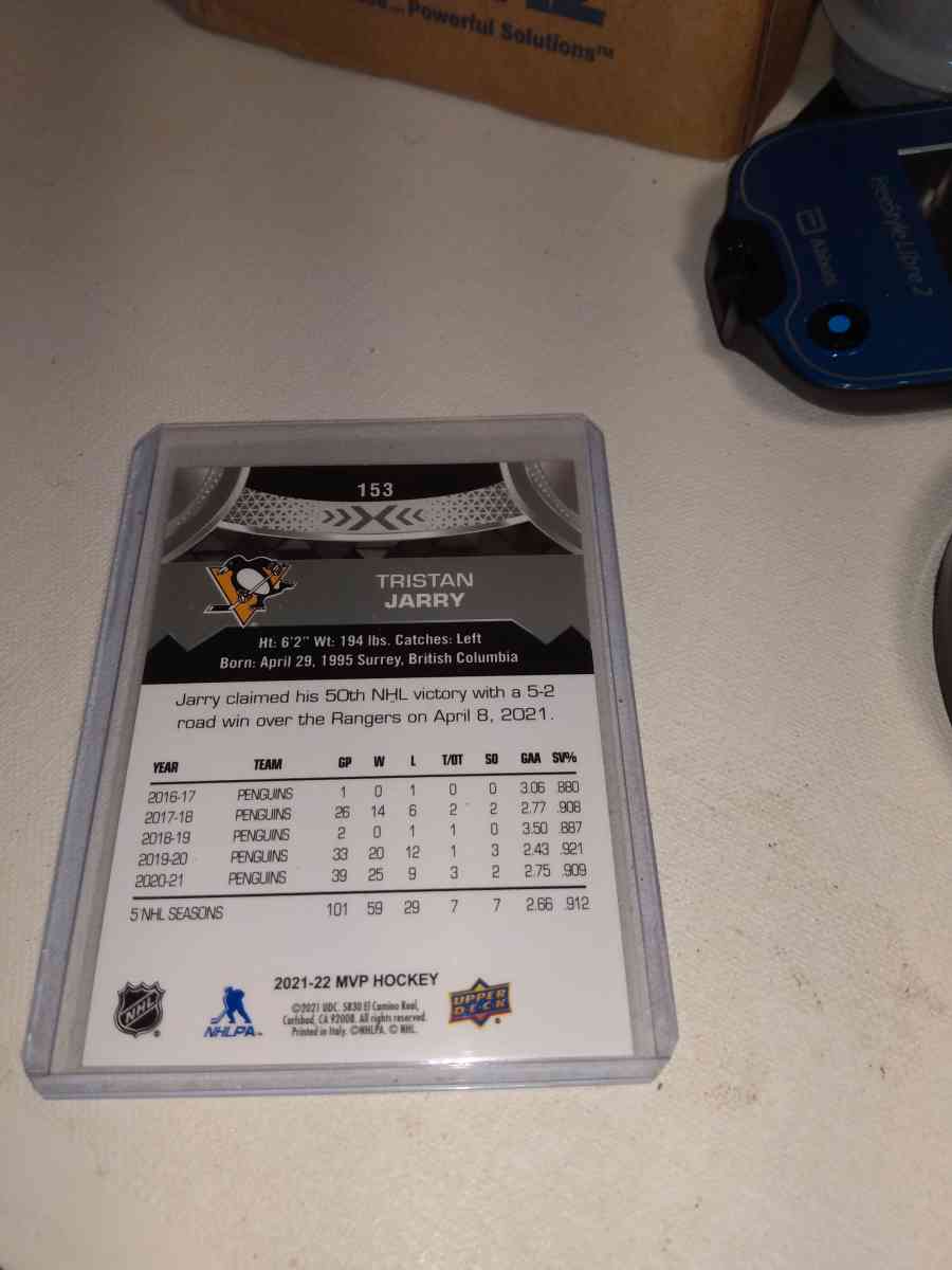 upper Deck MVP 2022 Tristan Jarry