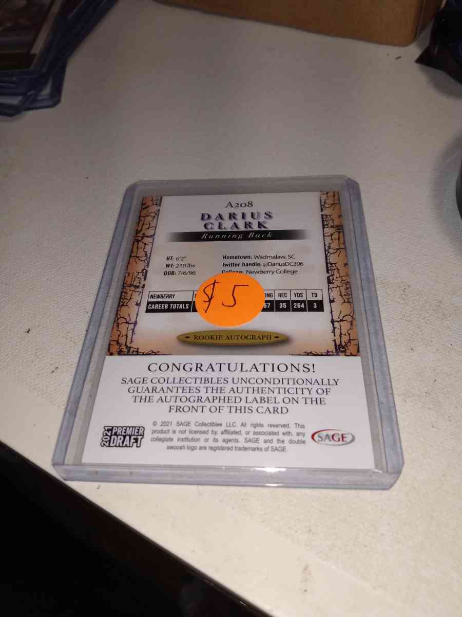 2021 premier draft Darius Clark autograph