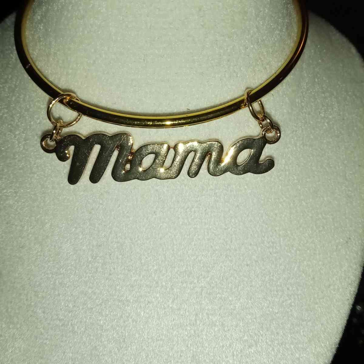 mama charm on a bangle bracelet