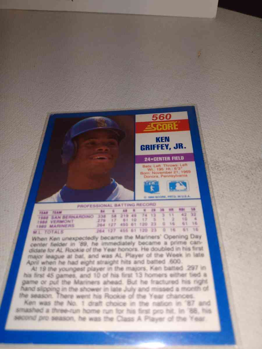 1990 score error card 560 Ken Griffey Jr