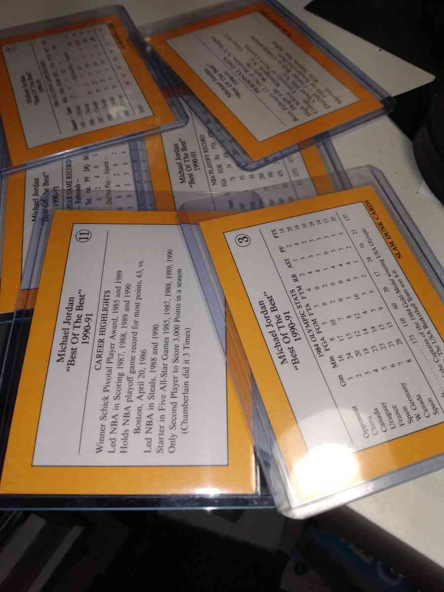 b91 through 1992 special card slam dunk cards Michael Jordan