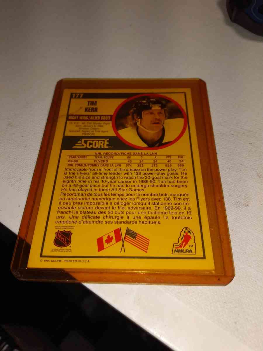 1990 score hockey Tim Kerr encore autograph