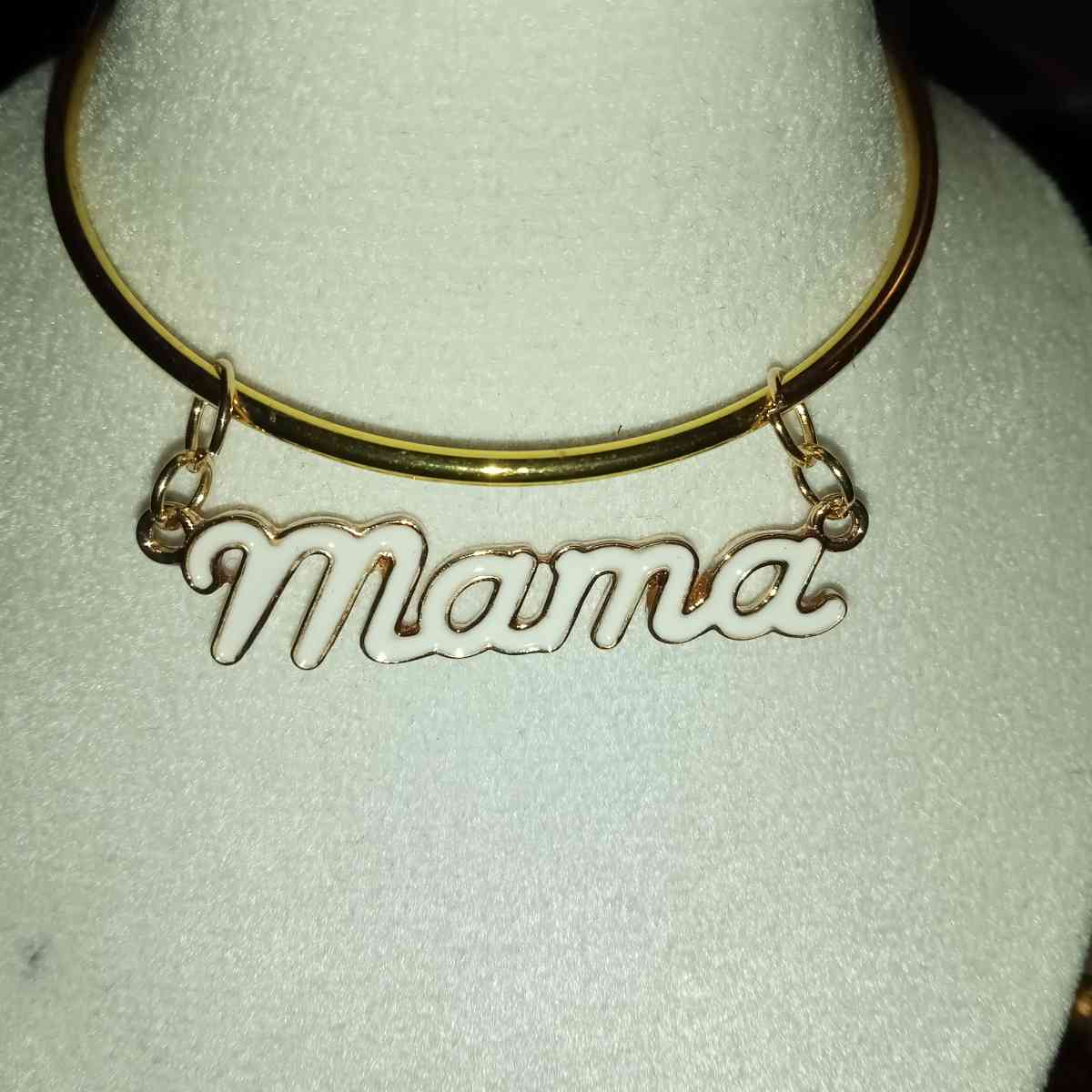 mama charm on a bangle bracelet
