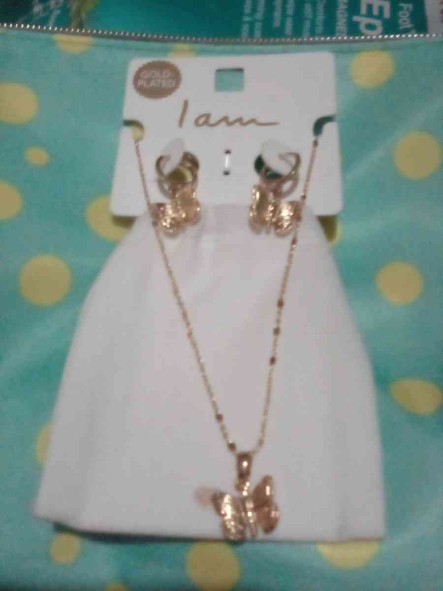 Butterfly necklace and earrings