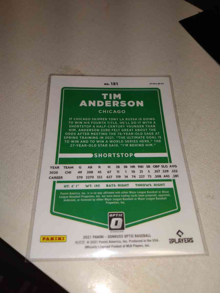 2021 Panini optic pink border Tim Anderson
