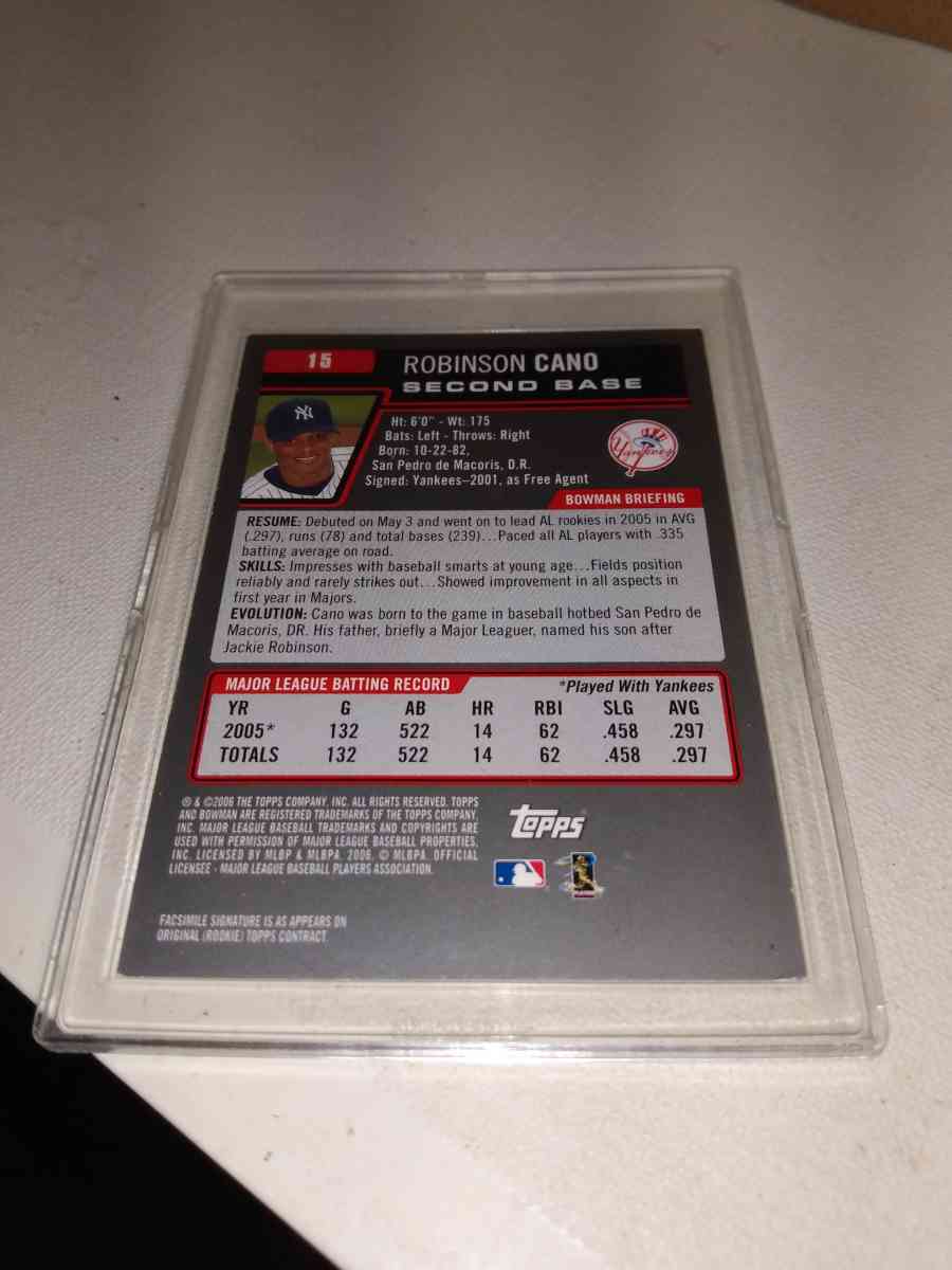 Bowman 2006 Robinson cano autograph