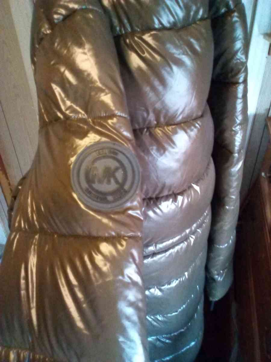 Michael Kors Womens Long hooded puffer coat