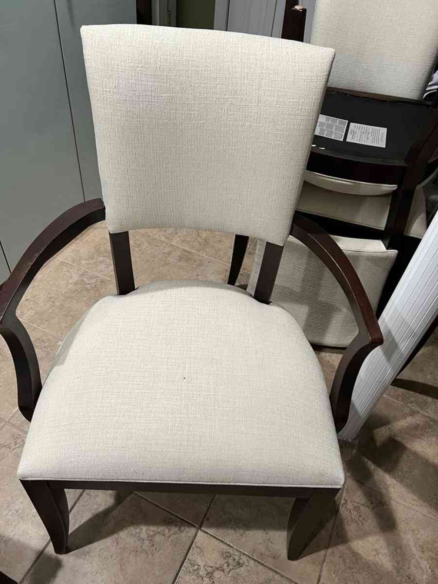 Six Ethan Allen Chair Neutral Linen Upholstery