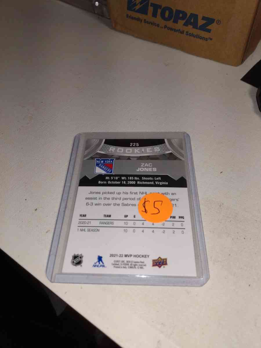 2022 rookie autograph Zach Jones upper Deck MVP