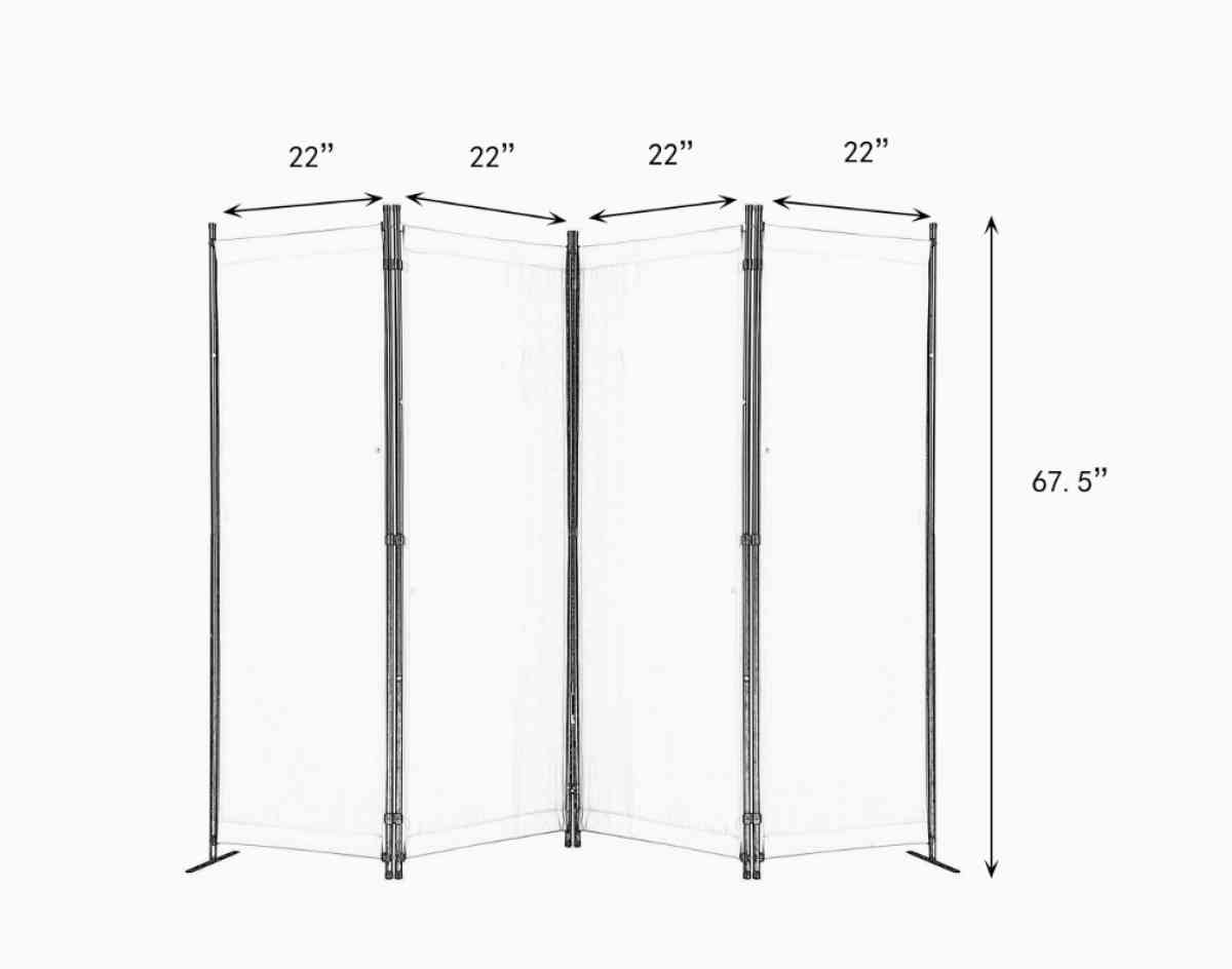 4 panel room divider privacy screen partition off white