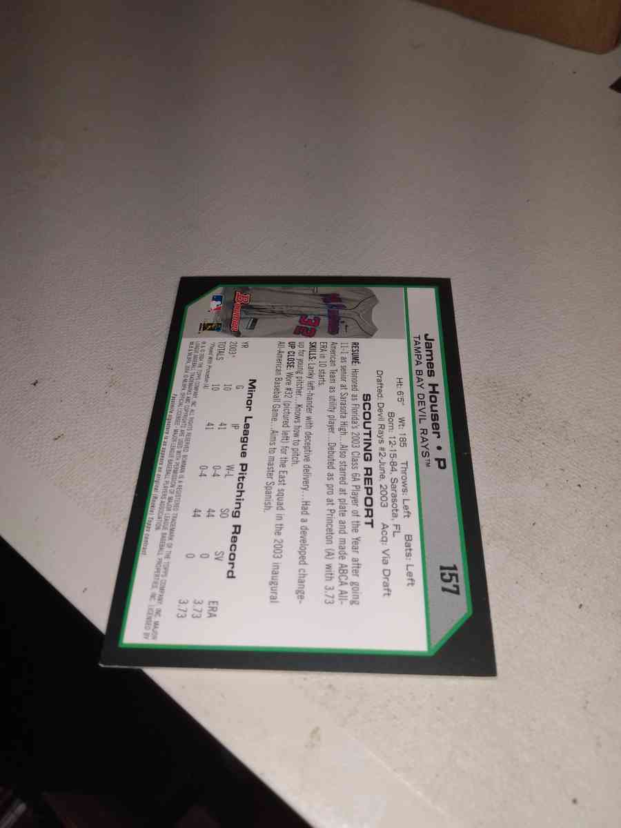 2004 minor league baseball Bowman James houser