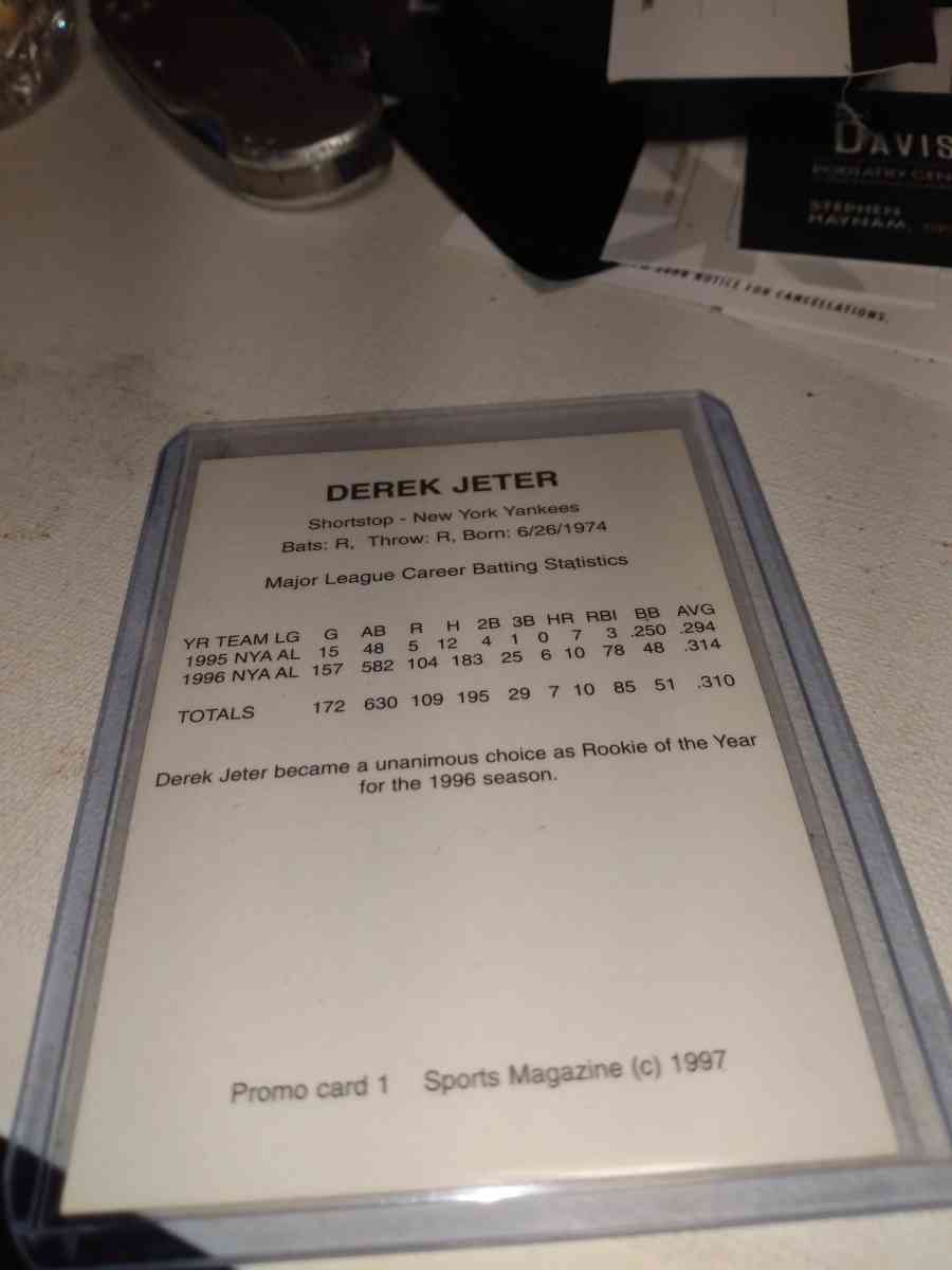 Derek Jeter 1997 sport magazine promo card