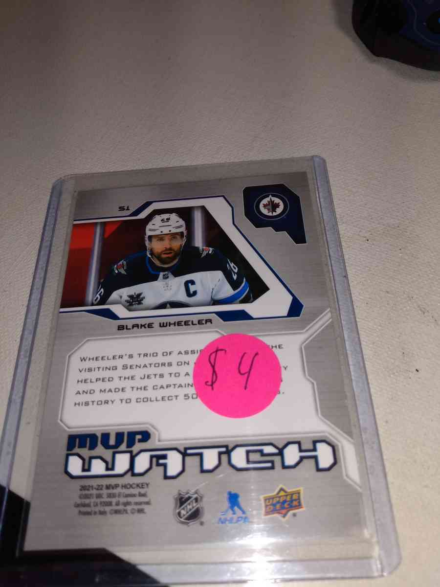 MVP upper Deck 2022 autographed Blake wheeler