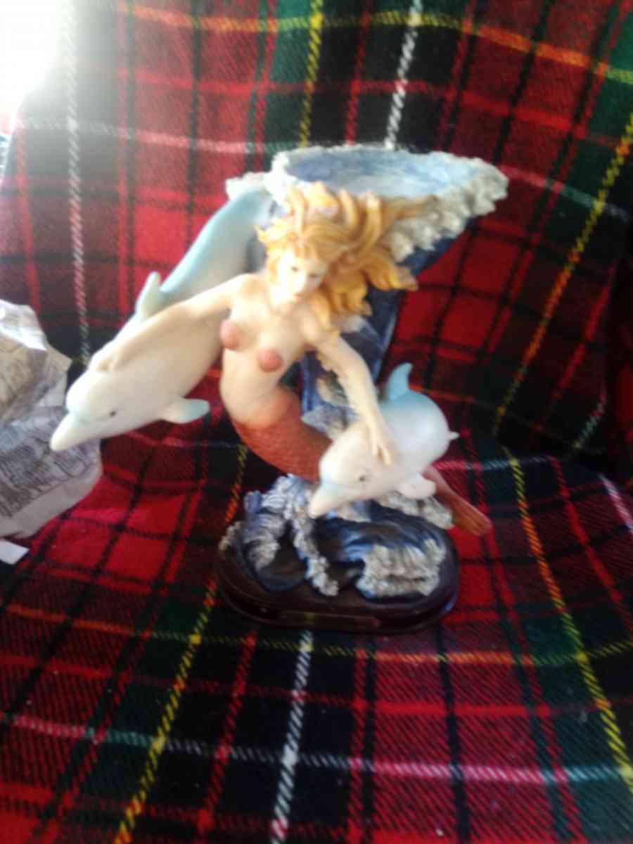 Tall Standing up Mermaid and Dolphin