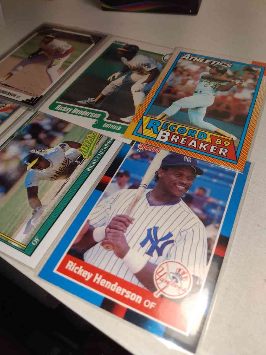 six card lot of Rickey Henderson Hall of famer
