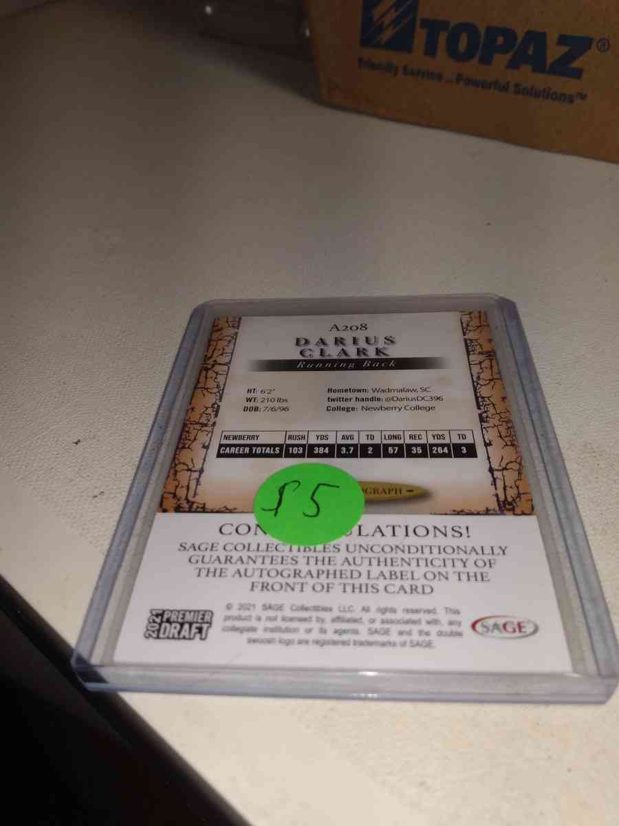 2021 premier draft Darius Clark autograph