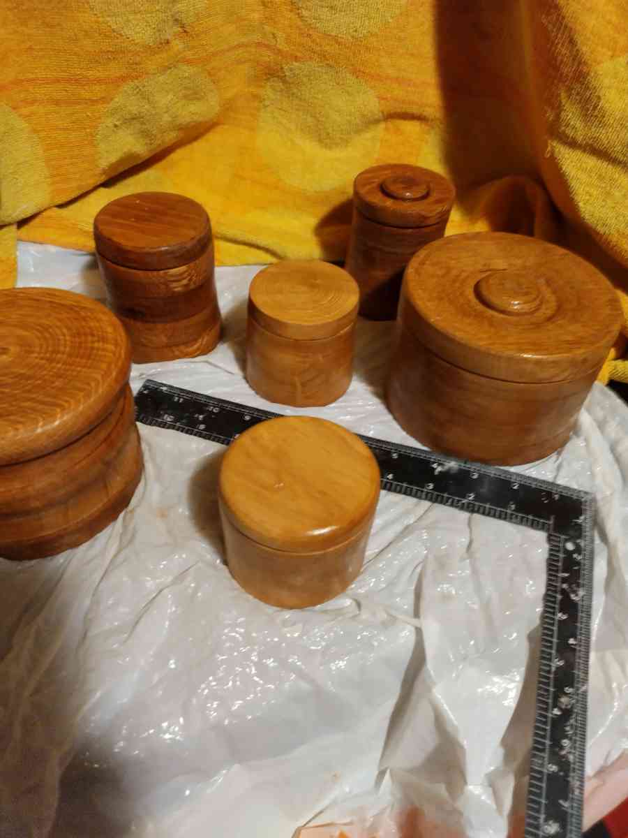 wood jars and boxes