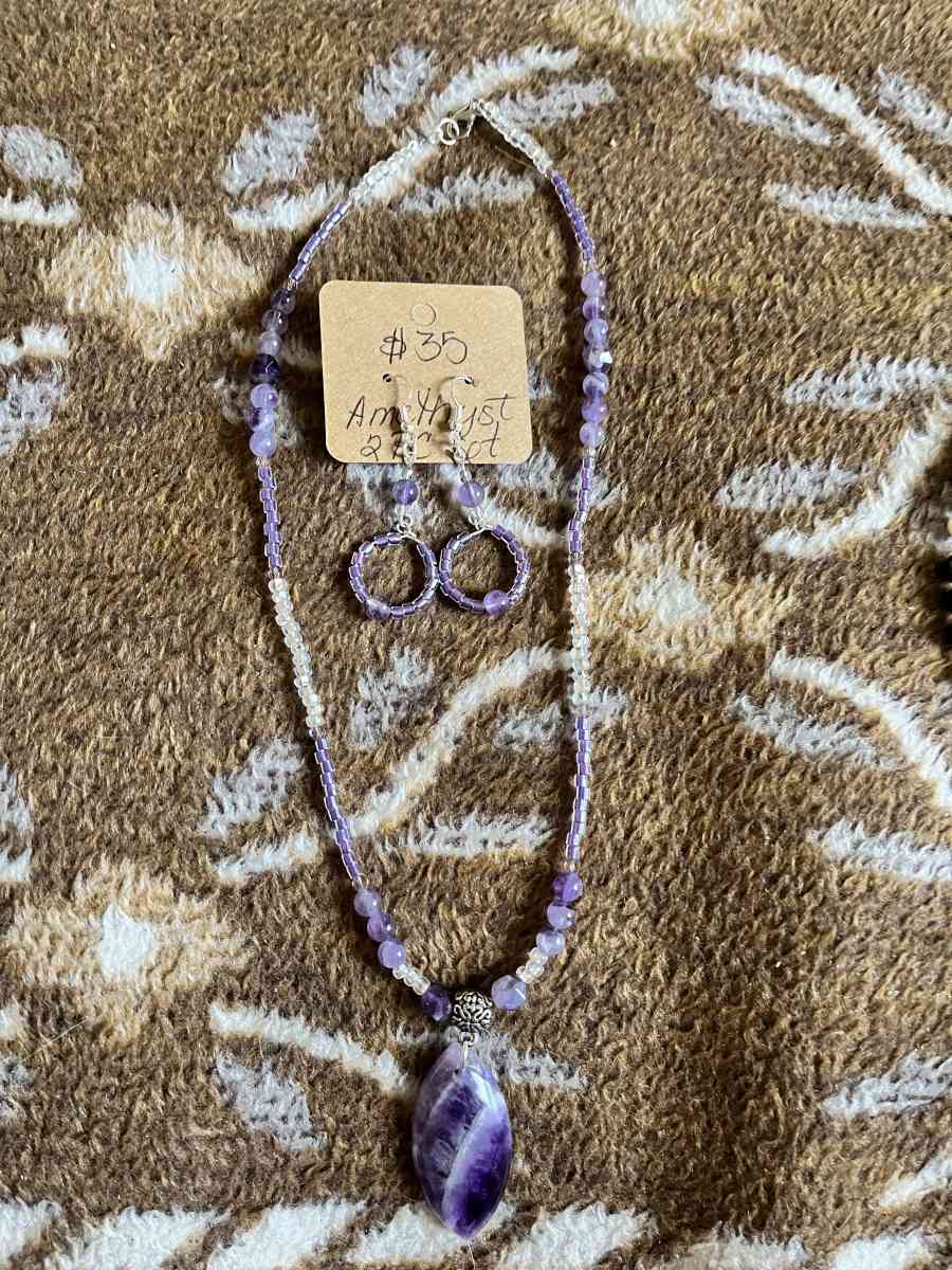 amethyst necklace and earring set