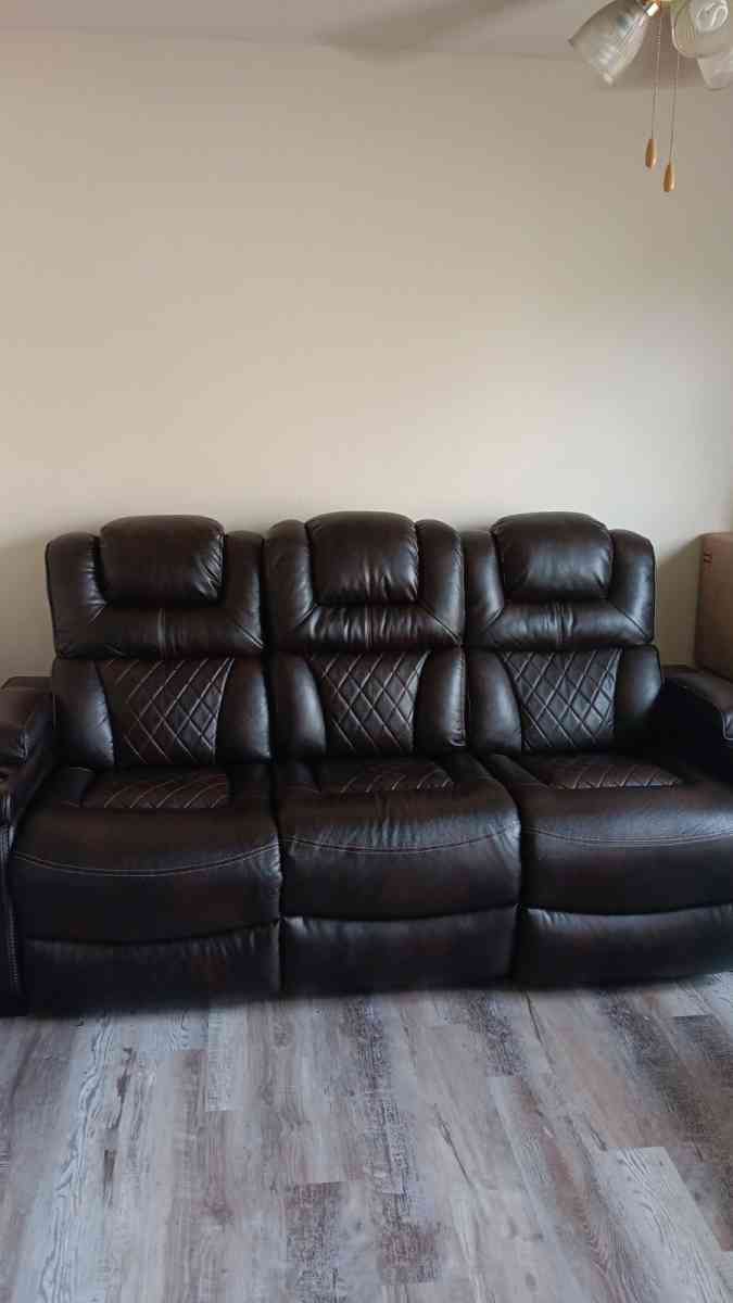 leather couch and Recliner chair