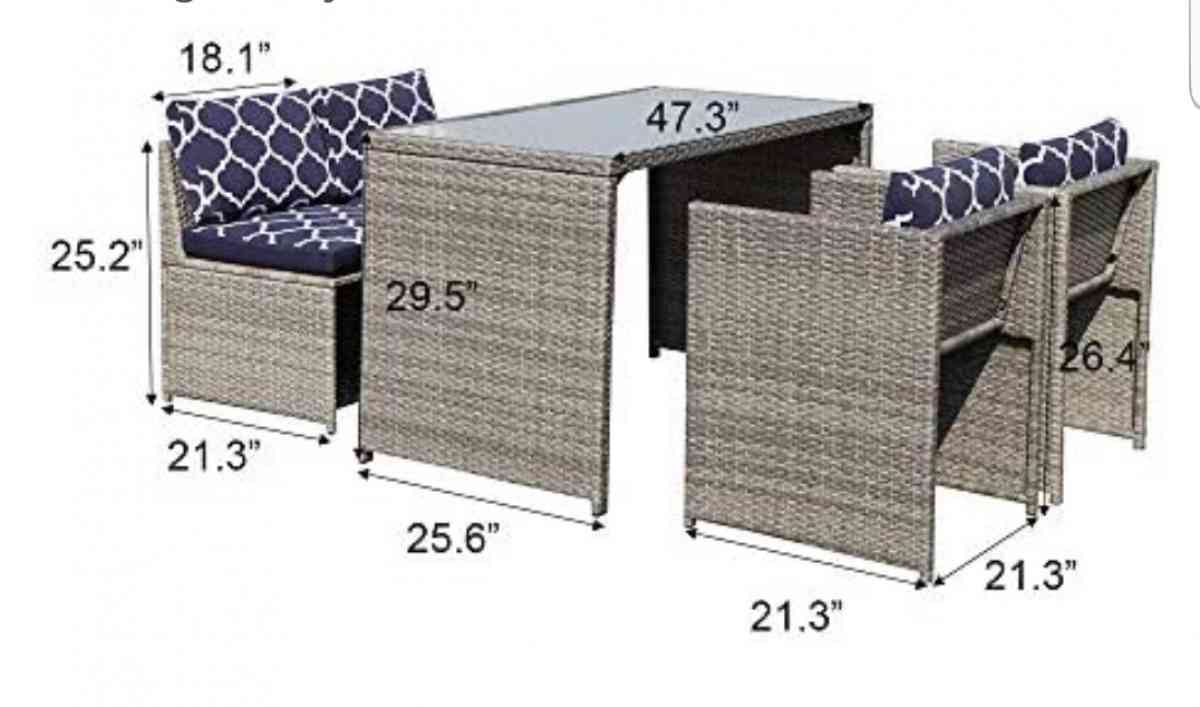 5pc outdoor patio dining set 4 chairs with 1 dining table