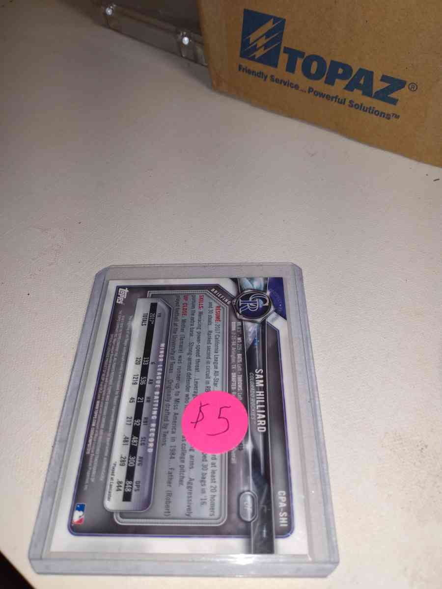 2018 Bowman Chrome rookie autograph Sam Hilliard