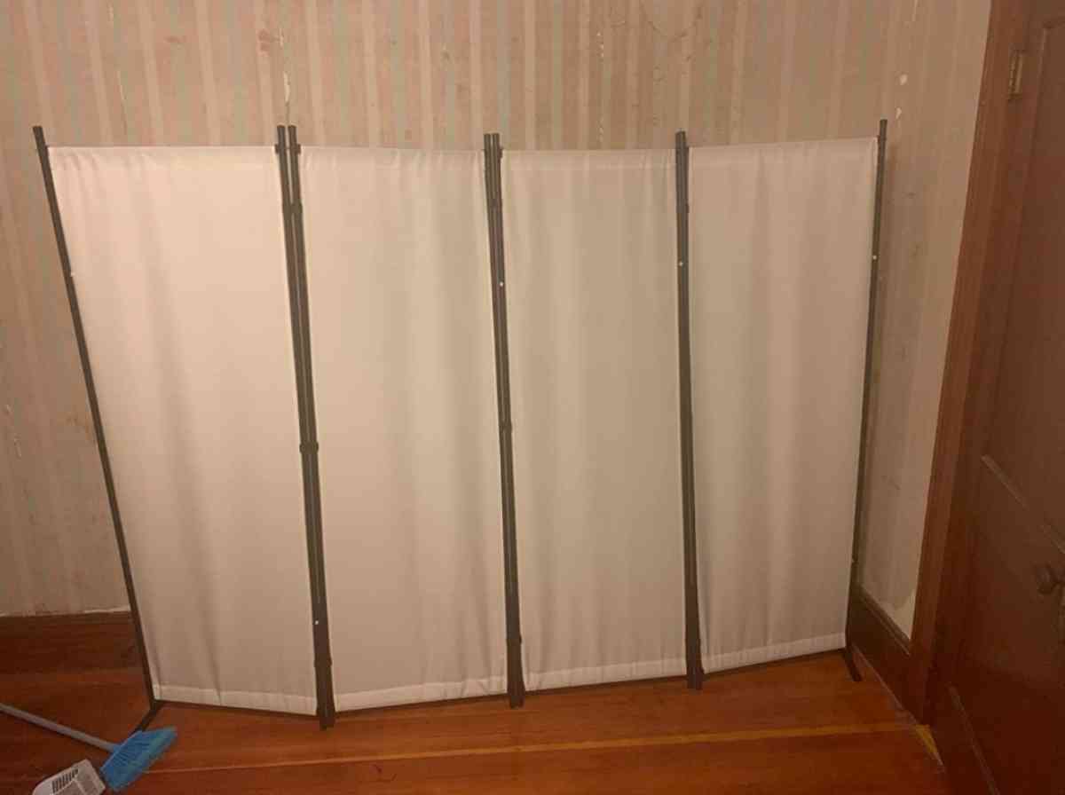 4 panel room divider privacy screen partition off white