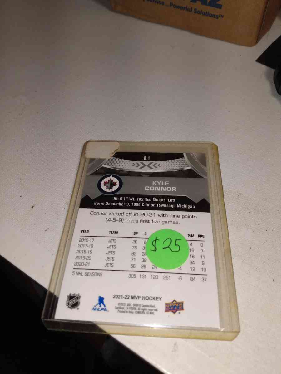20212022 upper Deck MVP autograph Kyle Connor