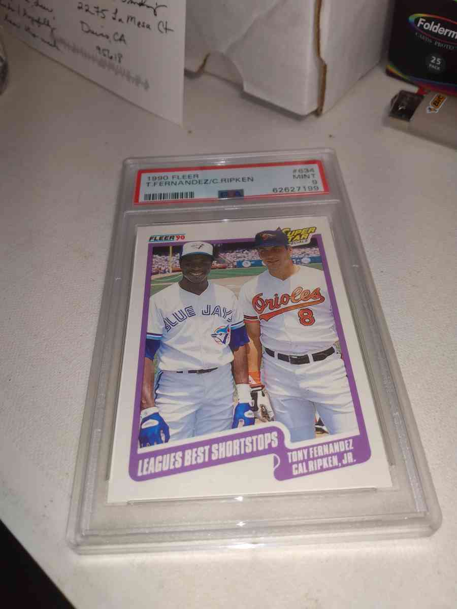 1990 Fleer card number 634 Tony Fernandez Cal ripken Jr PSA