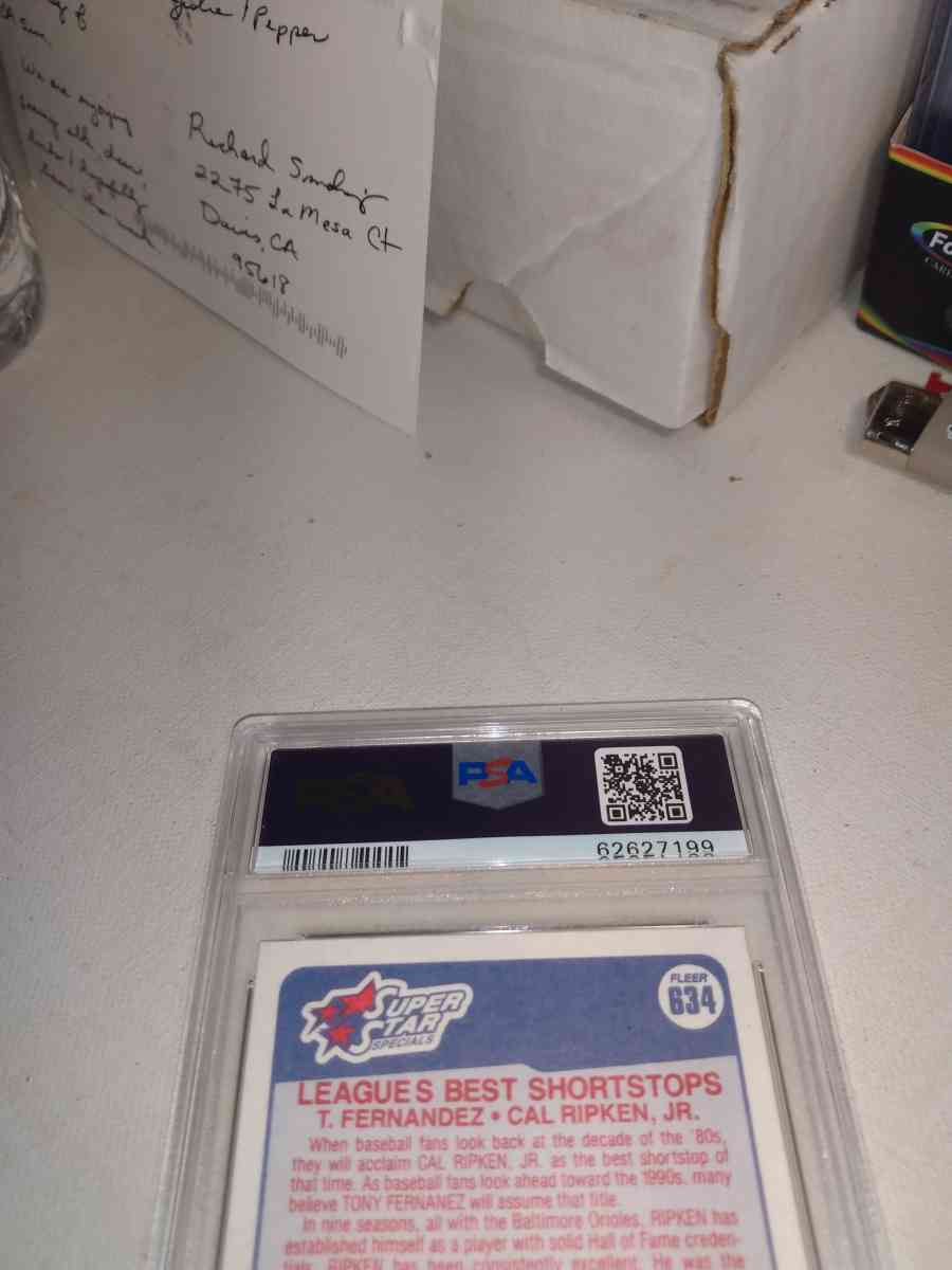 1990 Fleer card number 634 Tony Fernandez Cal ripken Jr PSA