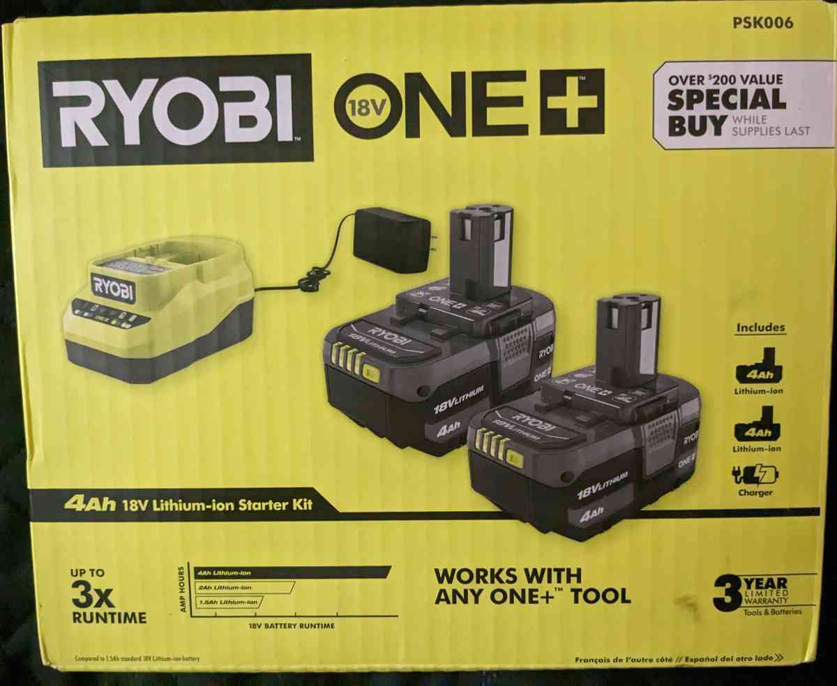 BRAND NEW Ryobi Two 4ah Batteries W Charger and Belt Sander