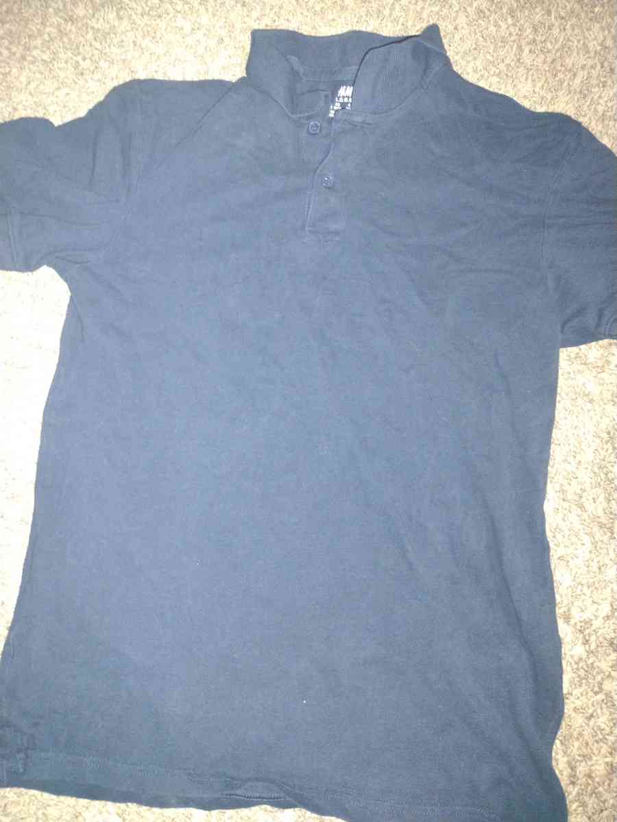 blue polo shirt