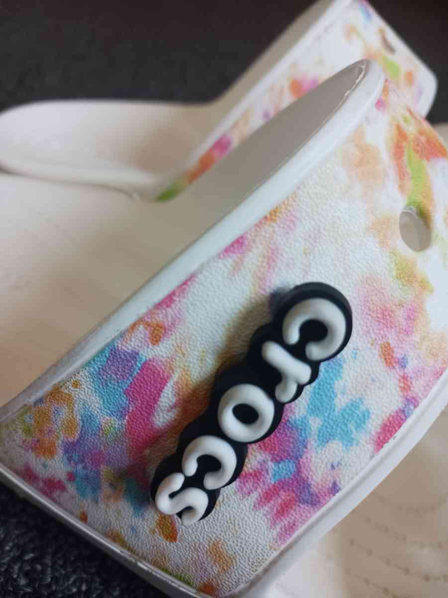 Crocs in White Splatter Paint Design