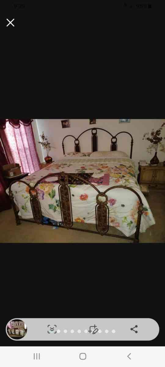 Cast iron king size bed frame Matress and Box Spring Used