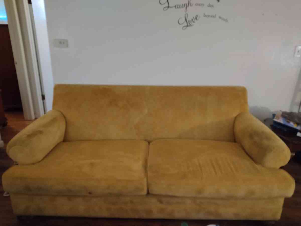 used yellow leather couch