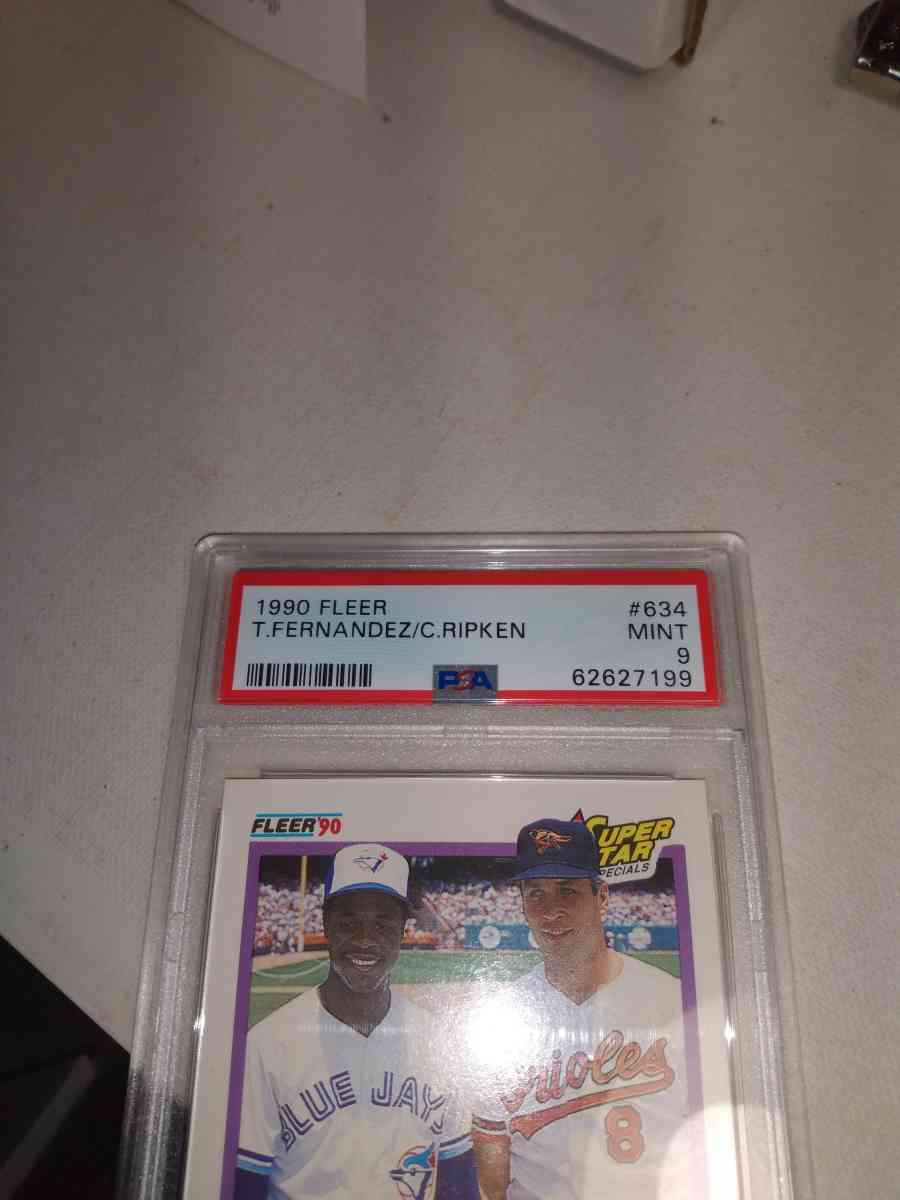 1990 Fleer card number 634 Tony Fernandez Cal ripken Jr PSA