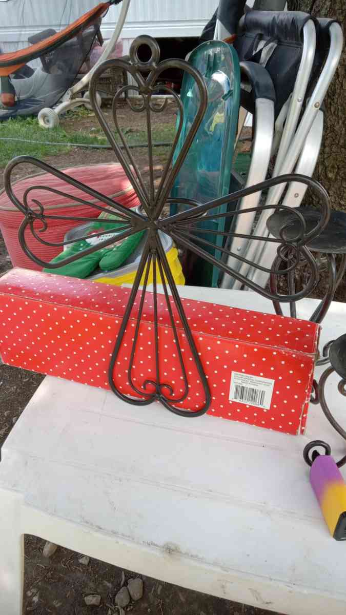 Partylite Metal Scroll Cross Candle Holder Wall Sconce