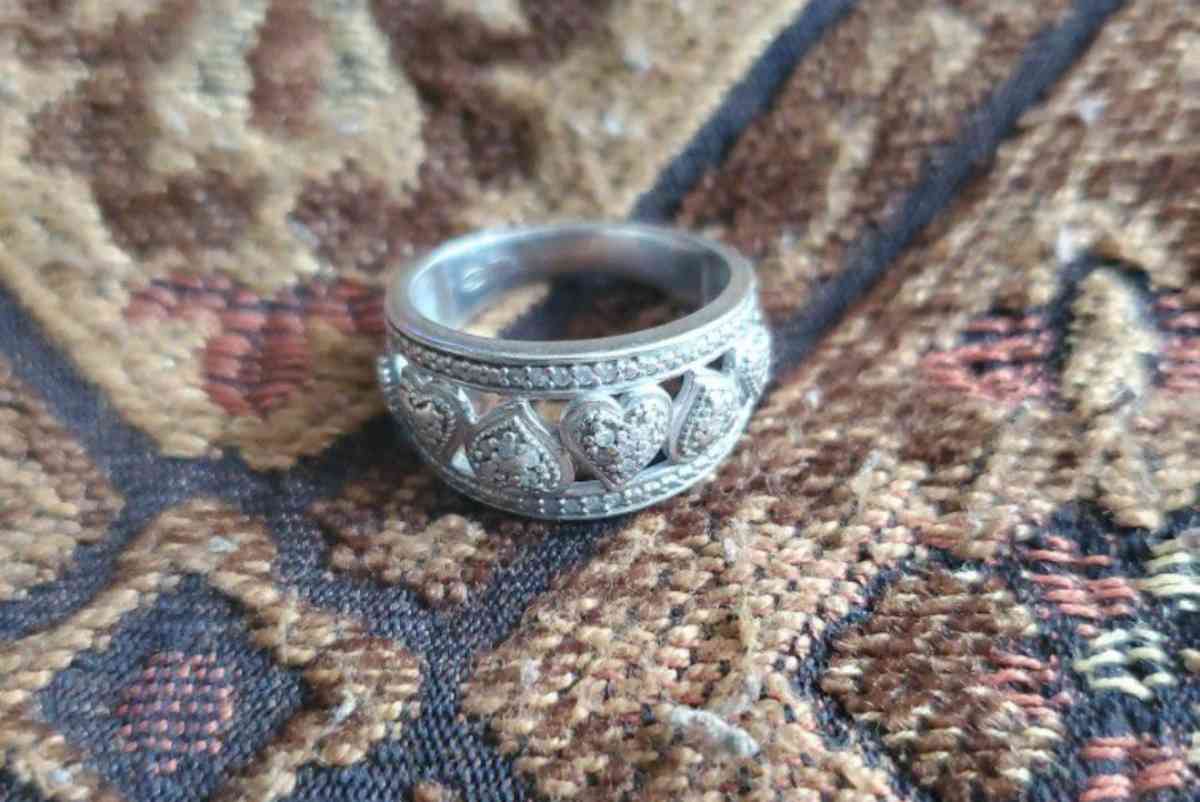 Sterling Silver And White Diamond Ring