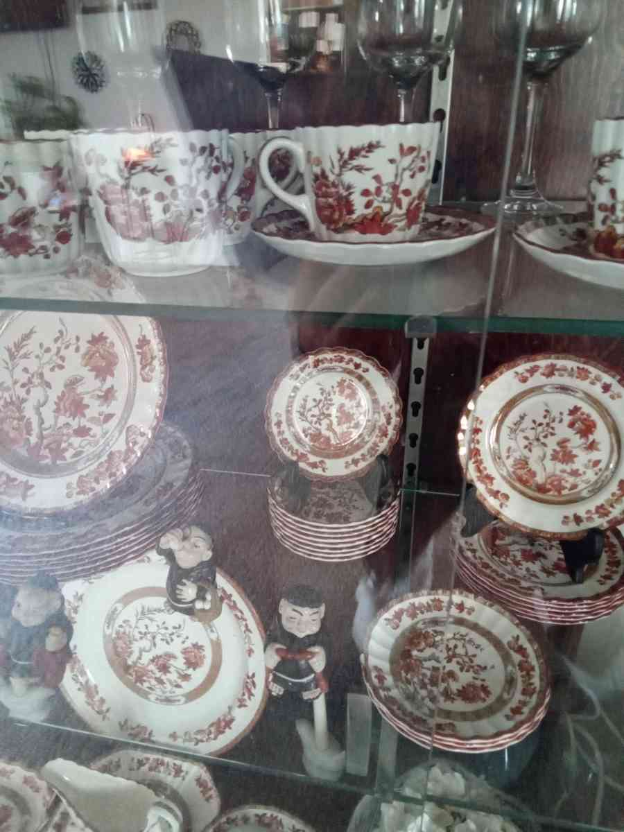 100 year old Spode Indian Tree China and cabinet