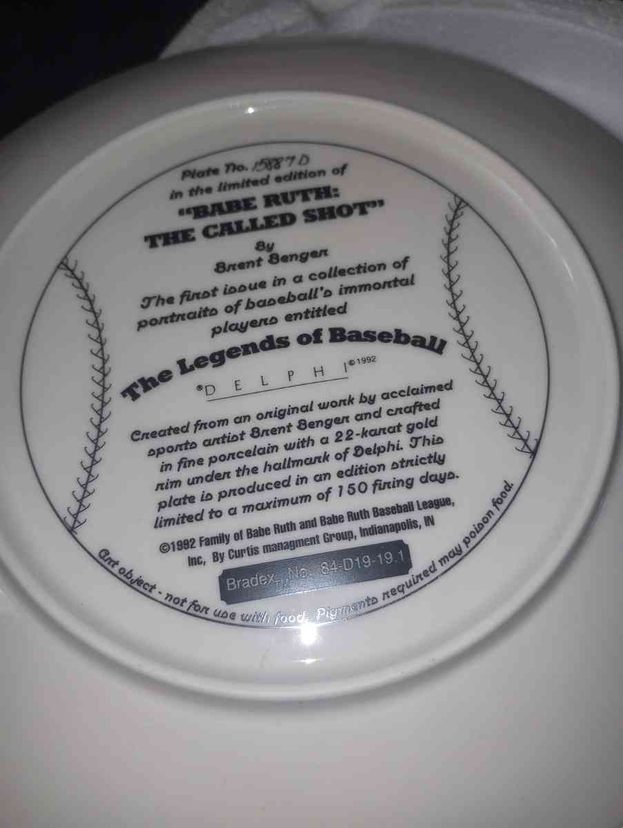 babe Ruth collectors plate