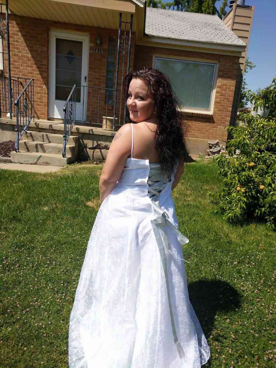 white wedding dress with Silver accents