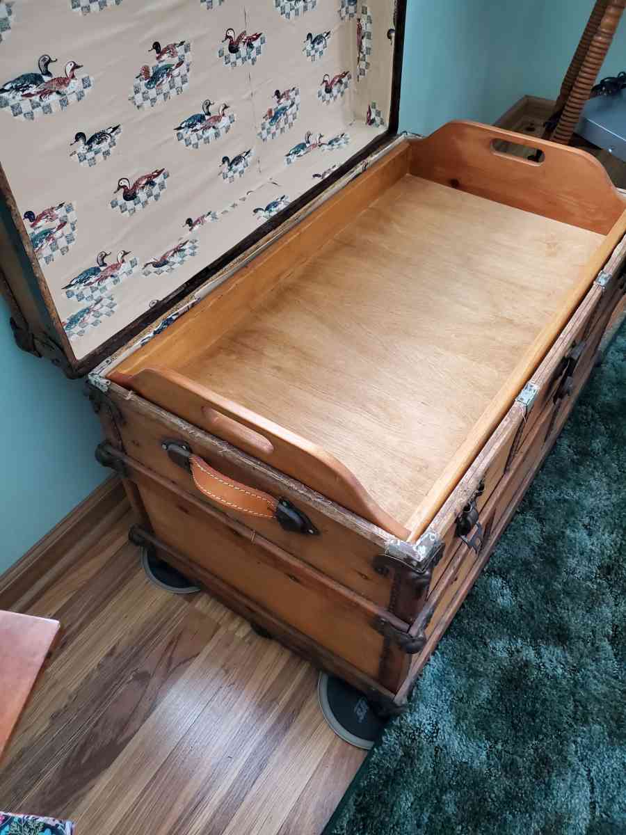 antique trunk with tray
