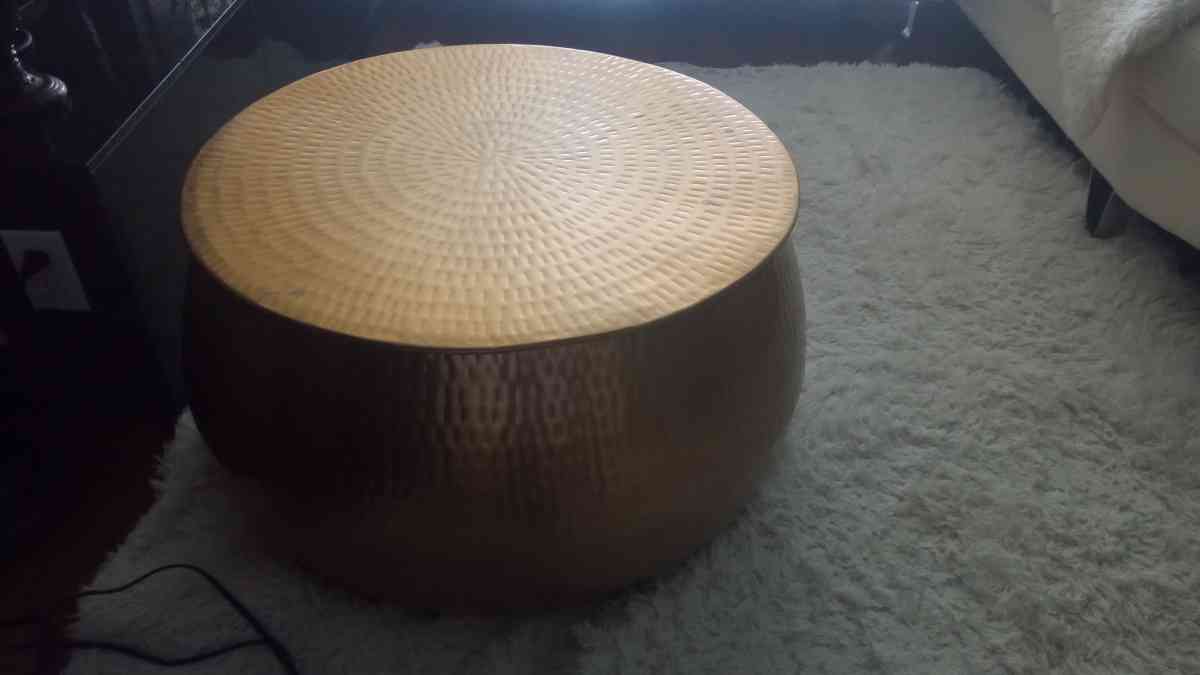Calluna Round Coffee Table or Ottoman Gold