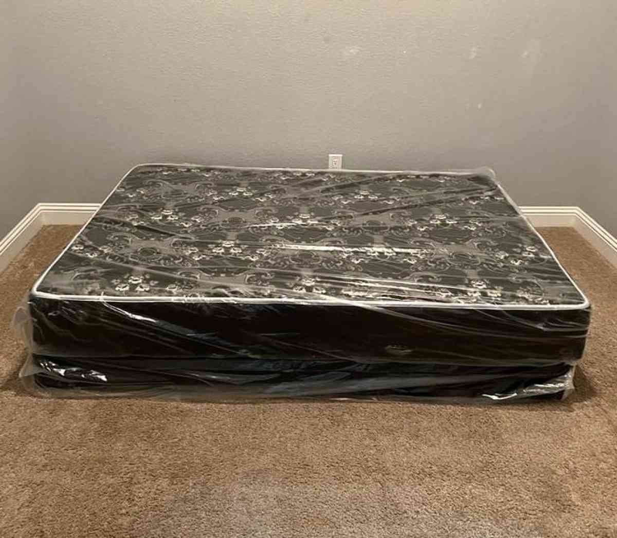 Mattress with box spring and bed frame