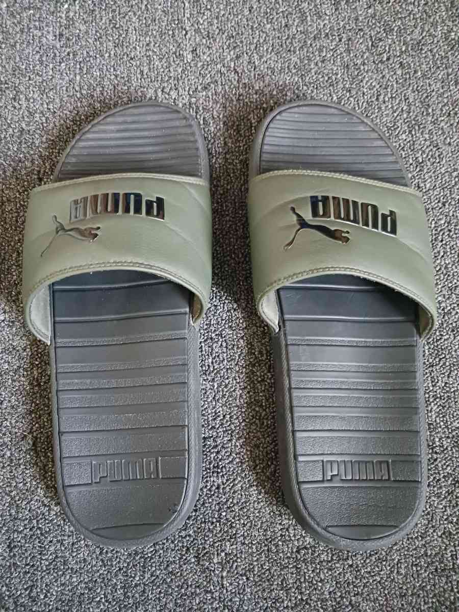 Forest Green and Black Puma Slides