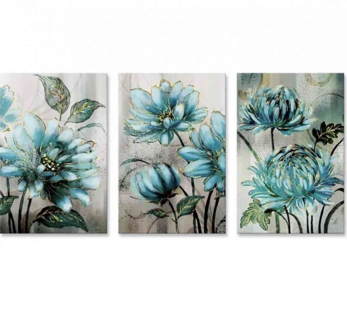 Blue Floral Canvas Set