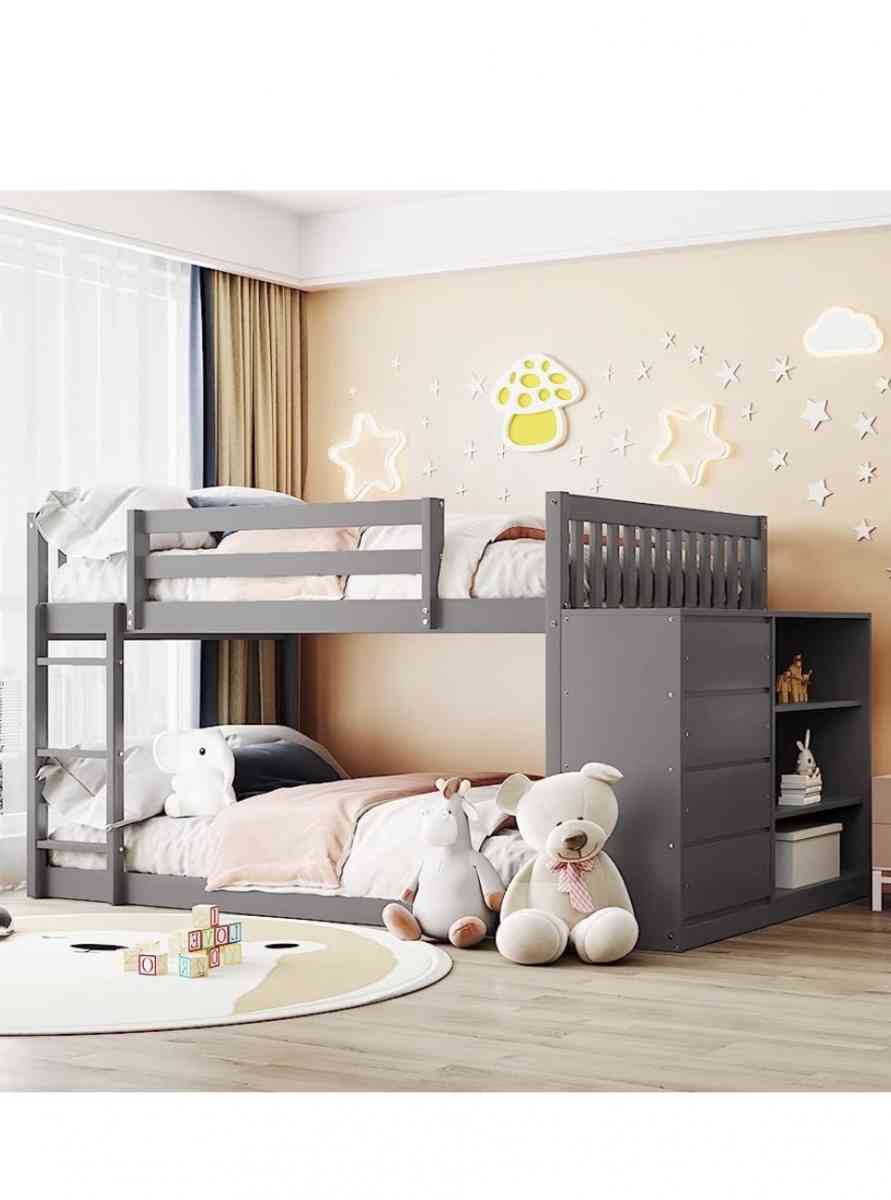 full over full bunk bed with storage dresser
