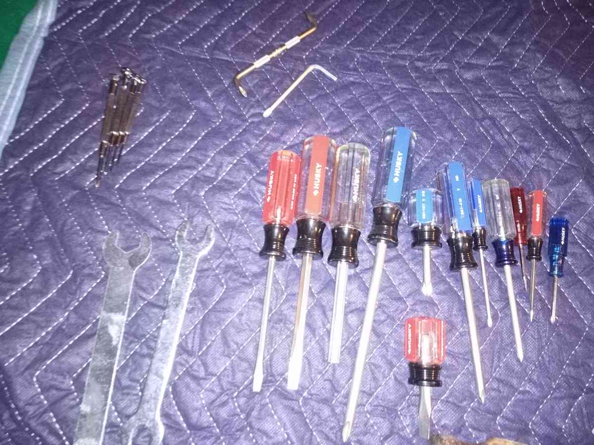 Husky tool bag with assorted tools