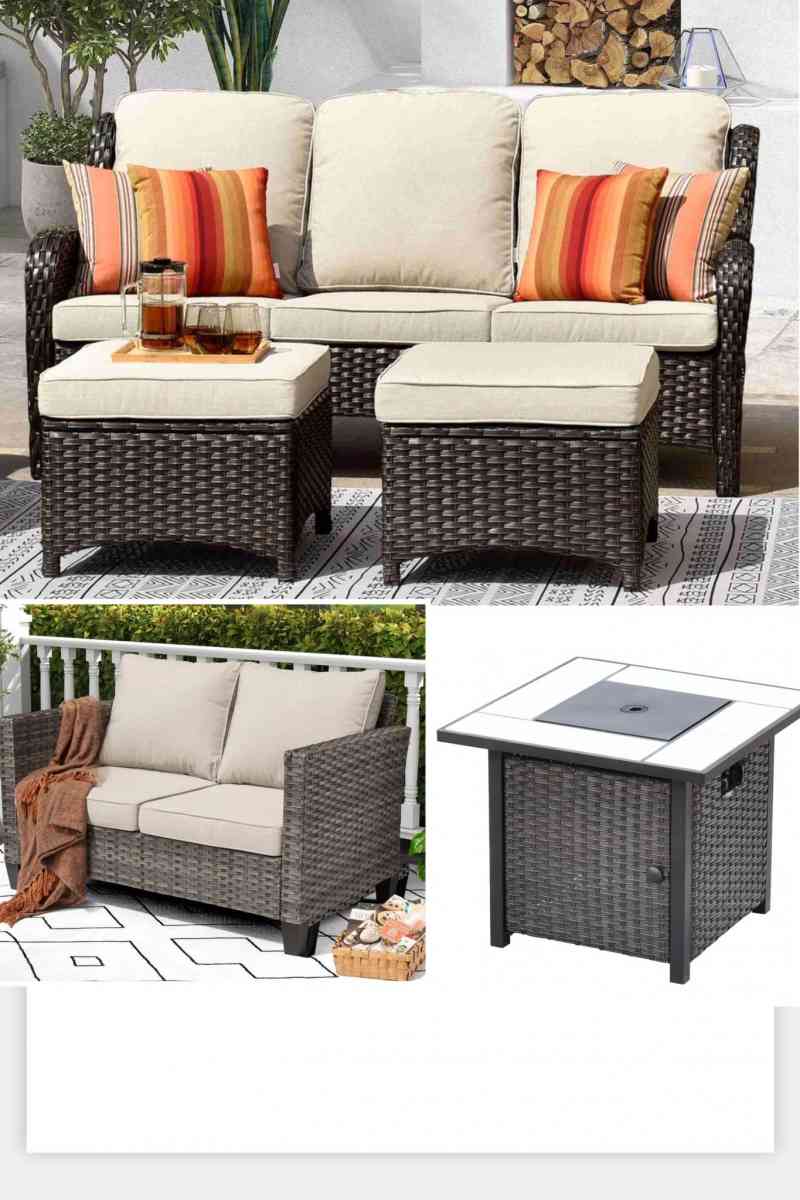 5piece Patio Furniture Patio sofa set outdoor couch with 2 o