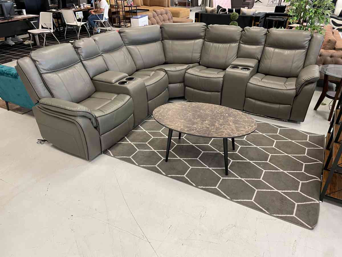 SPECIAL PRICES ONLY ON THIS MONTH Gray leather sectional pow