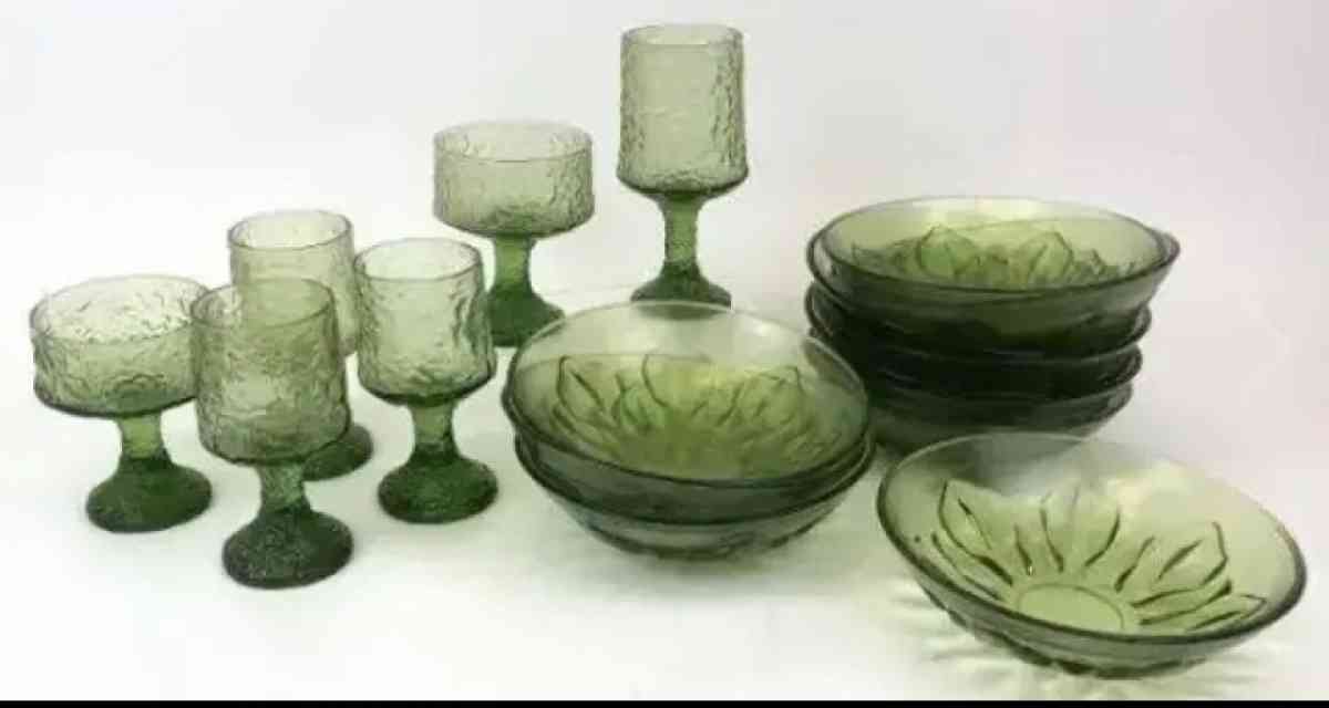 vintage Lenox glassware and emerald bowls